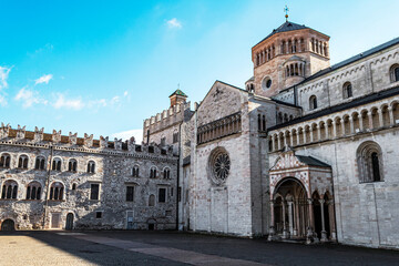 Fototapeta premium Trento, Italy - October 24th 2020: View of the square of Trento during a sunny day.