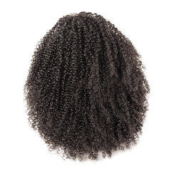 kinky curly black color human hair weaves extensions lace wigs - obrazy, fototapety, plakaty