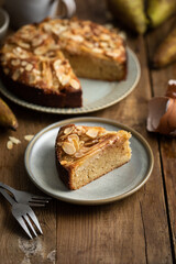 gâteau moelleux fait maison poire amande frangipane