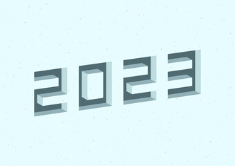 Year 2023 logo with 3d isometric effect