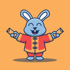 Cute bunny with chinese new year theme. New Year's Rabbit.
