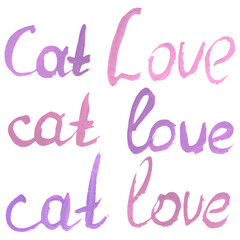 gouache words Cat, love