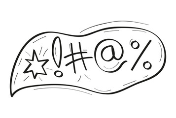 Swear, expletive words vector. Angry, rude fellings in comic, cartoon baloons. Dynamite icon vector in doodle style Bomb sign. Metaphor of negative feelings