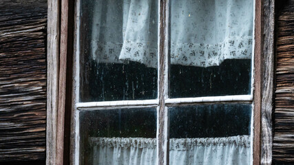 Dirty Weather-Beaten Window Pane