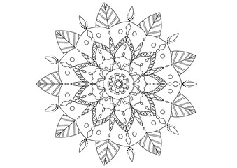 Flower mandala picture, white background. ethnic decorative elements	