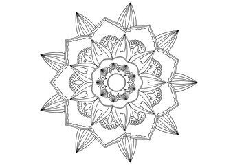 Flower mandala picture, white background. ethnic decorative elements	