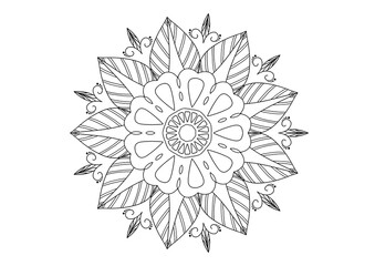 Flower mandala picture, white background. ethnic decorative elements	