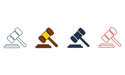 Auction icon logo vector illustration. judge gavel symbol template set icons vector eps10