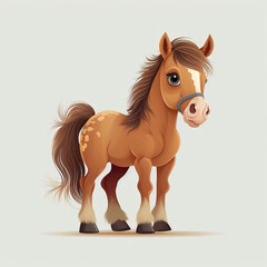 Cartoon horse illustration for kids and design. Generative AI.