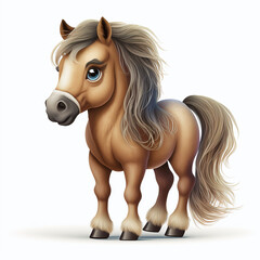 Cartoon horse illustration for kids and design. Generative AI.