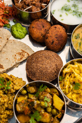 Millet Food thali or platter is an Indian vegetarian age old way of eating