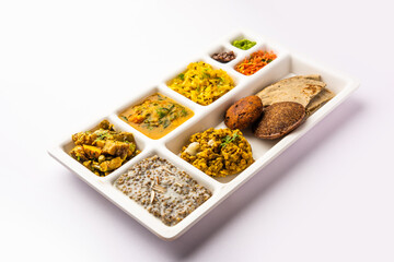 Millet Food thali or platter is an Indian vegetarian age old way of eating