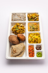 Millet Food thali or platter is an Indian vegetarian age old way of eating