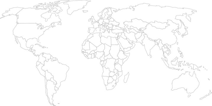 Fototapeta vector illustration of gray colored world map