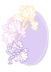Background with iris flowers. Beautiful decorative plants.