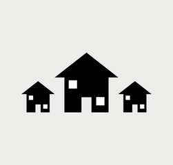 property icon vector. black silhouette houses illustration symbol. real estate icon 