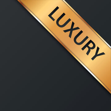 LUXURY - Vector Illustration Of Gold Corner Ribbon Banner With Gold Colored Frame