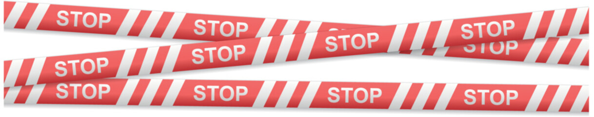 vector illustration of warning red and white stripe with STOP text
