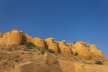 The Fortress of Jaisalmer Fort, Beautiful Outside View, Golden City, Fortification of Jaisalmer Fort, Rajasthan, India.