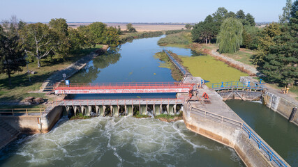 dam on the river aerial view