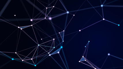 Fototapeta premium Connection of colored lines and shapes in space. Big data visualization. Digital background. 3d rendering.