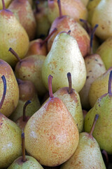 Pear exposed on the market shelf. Sao Paulo city, Brazil
