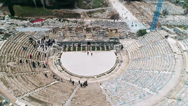 Turkey Ephesus ancient city drone view