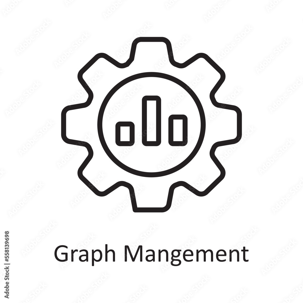 Poster graph management vector outline icon design illustration. business and data management symbol on whi