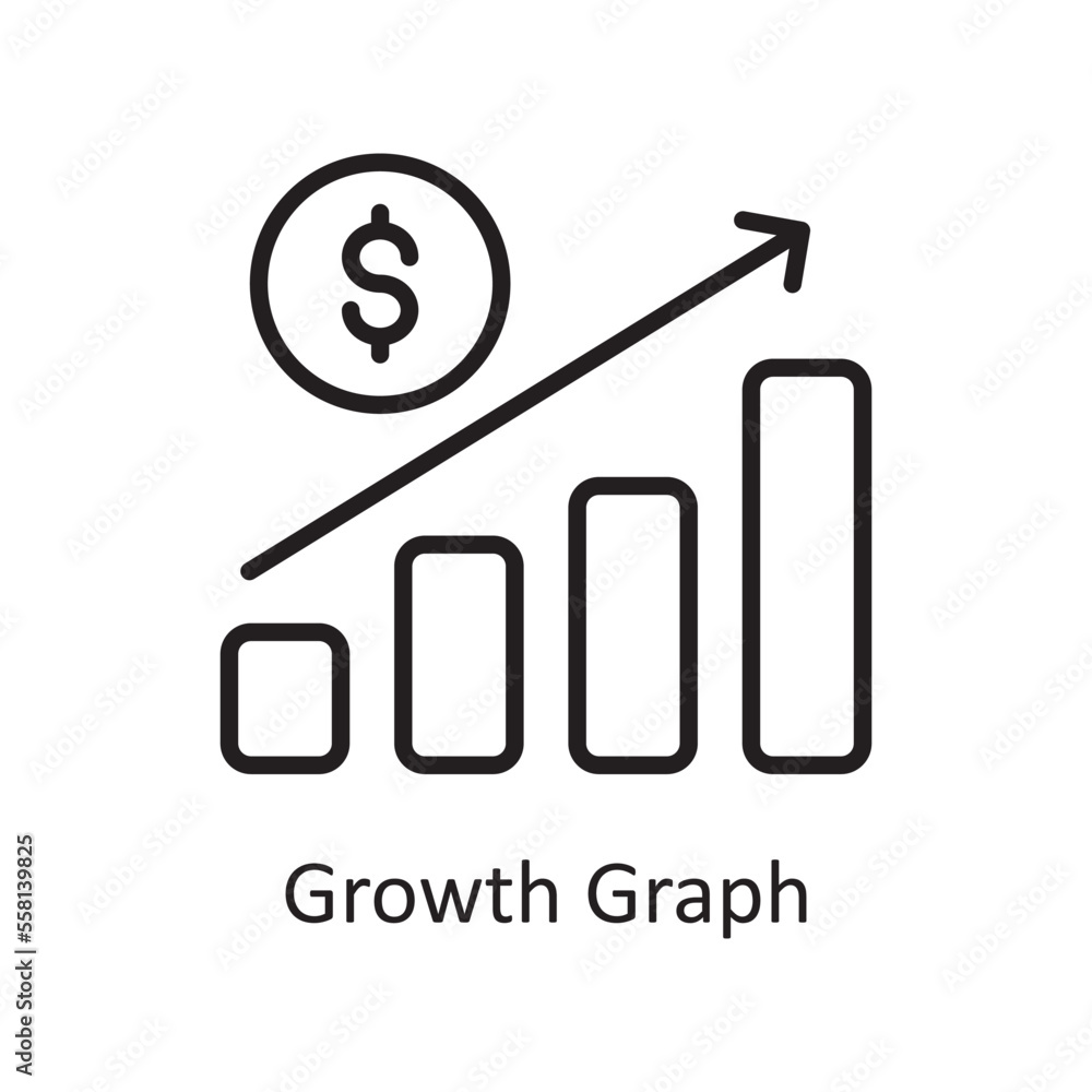 Poster growth graph vector outline icon design illustration. business and data management symbol on white b