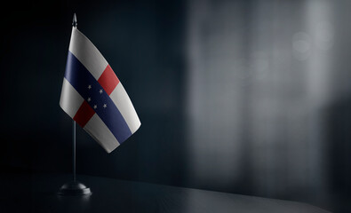 Small national flag of the Netherlands Antilles on a black background