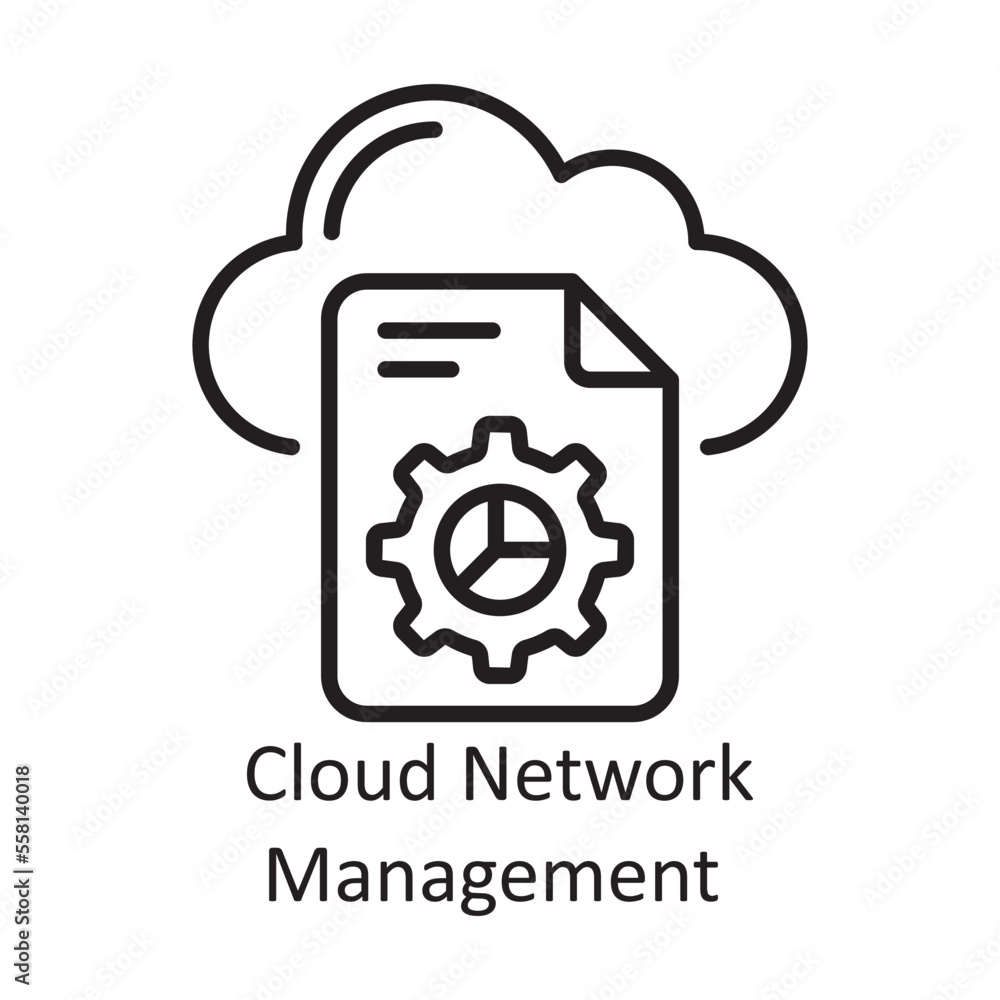 Poster cloud network management vector outline icon design illustration. business and data management symbo