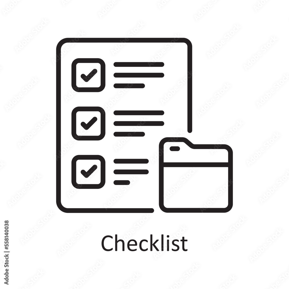 Poster checklist vector outline icon design illustration. business and data management symbol on white back