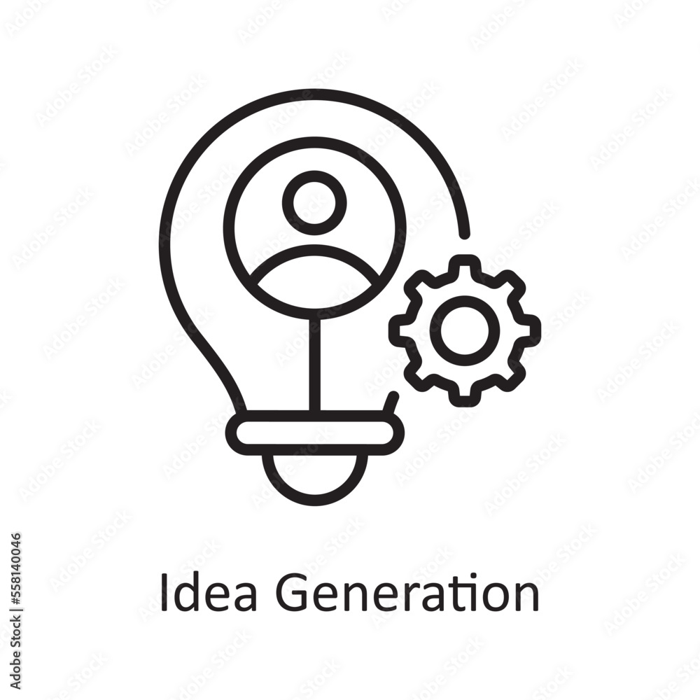 Poster idea generation vector outline icon design illustration. business and data management symbol on whit