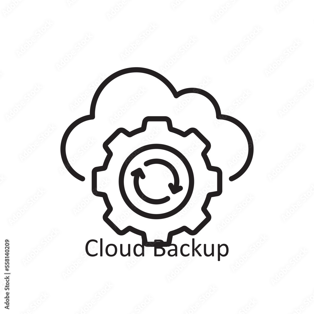 Poster cloud backup vector outline icon design illustration. business and data management symbol on white b