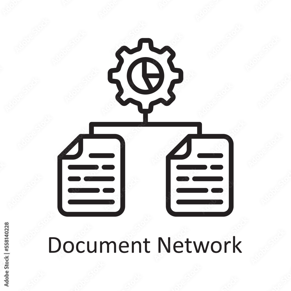 Poster document network vector outline icon design illustration. business and data management symbol on whi