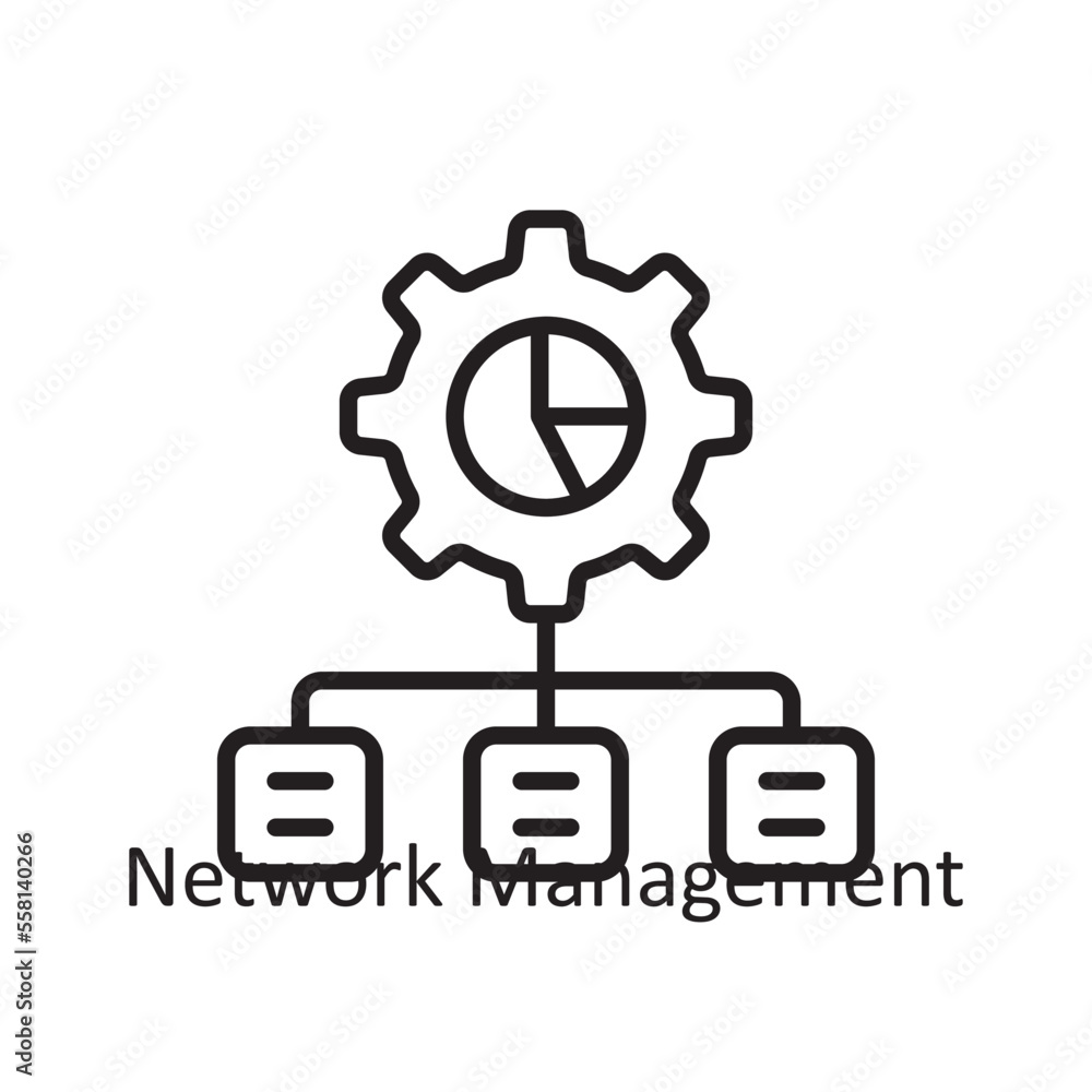 Poster network management vector outline icon design illustration. business and data management symbol on w