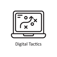 Digital Tactics  Vector Outline Icon Design illustration. Business And Data Management Symbol on White background EPS 10 File