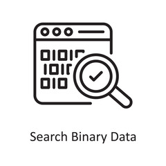 Search Binary Data Vector Outline Icon Design illustration. Business And Data Management Symbol on White background EPS 10 File