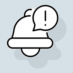 New message line icon. Notification, message, alarm, reminder, clock, warning, for mobile devices, watch. Sound concept. Vector sticker line icon on white background