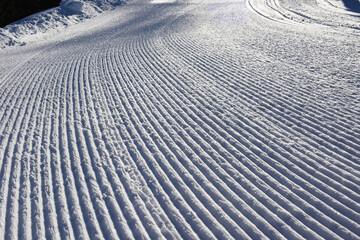 Winter landscape at early morning in ski resort Nassfeld, Austria. Europe.