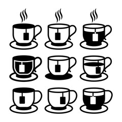 glass of tea collection in trendy flat design