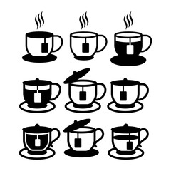 glass of tea collection in trendy flat design