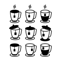 glass of tea collection in trendy flat design