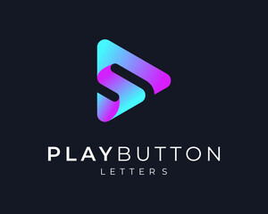 Letter S Play Button Media Music Video Player Audio Modern Colorful Bright Simple Vector Logo Design