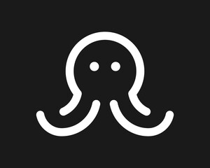 Squid Octopus Tentacle Ocean Cuttlefish Calamari Invertebrate Line Linear Simple Vector Logo Design