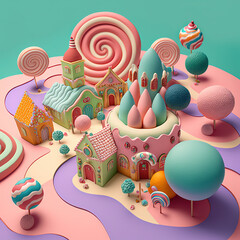 Fototapeta Delicious Candy Land. Generative AI obraz