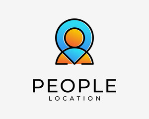 People Person Profile User Abstract Pin Map Location Pointer Navigation Colorful Vector Logo Design
