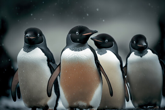 Adele penguins in Antarctica. Digital artwork	