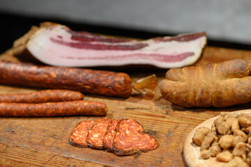 salami and sausage on board