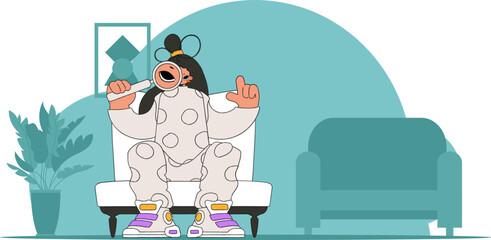 Concept Finding the necessary information on the Internet. The guy is holding a magnifying glass in his hands.